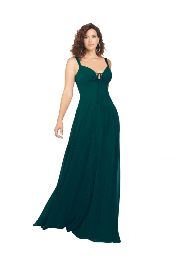 Long Sleeveless Soft Chiffon Hunter V-Neck A-Line Bridesmaid Dress Colchester