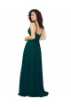 Long Sleeveless Soft Chiffon Hunter V-Neck A-Line Bridesmaid Dress Colchester