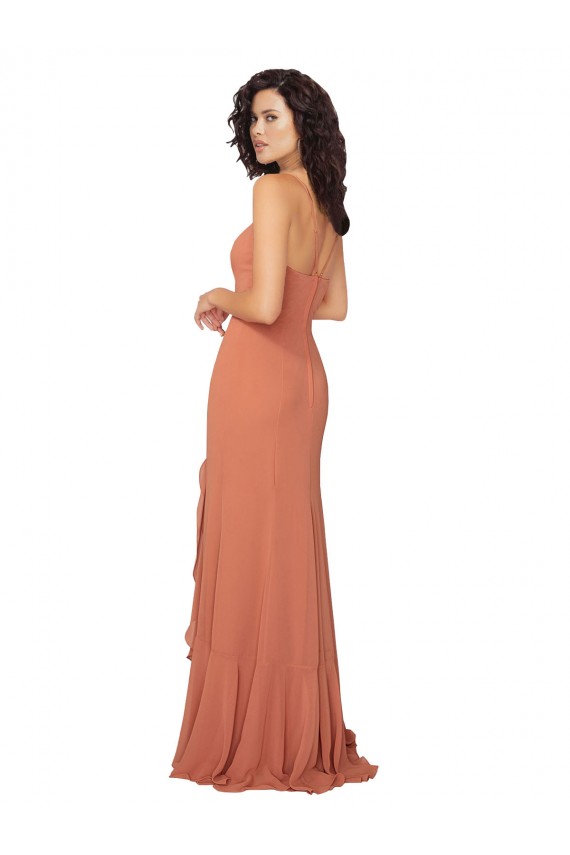 Long Sleeveless Soft Chiffon Rosewood Square Neck A-Line Bridesmaid Dress Colchester
