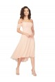 Midi Length Cold Shoulder Soft Chiffon Ice Pink A-Line High Low Bridesmaid Dress Colchester