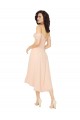 Midi Length Cold Shoulder Soft Chiffon Ice Pink A-Line High Low Bridesmaid Dress Colchester