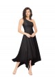 Midi Length Sleeveless Soft Chiffon Black A-Line High Low Bridesmaid Dress Colchester