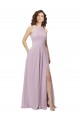 Long Sleeveless Soft Chiffon Pink Glow Halter Neck A-Line Bridesmaid Dress Colchester
