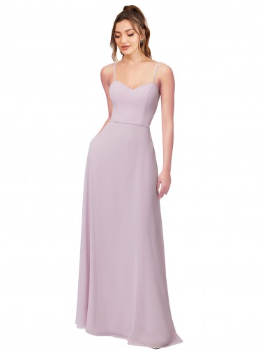 Long Sleeveless Soft Chiffon Pink Glow Sweetheart A-Line Bridesmaid Dress Colchester