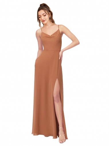 Long Sleeveless Soft Chiffon Rosewood A-Line Bridesmaid Dress Colchester