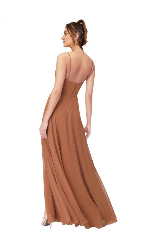 Long Sleeveless Soft Chiffon Rosewood A-Line Bridesmaid Dress Colchester