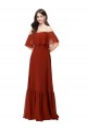 Long Short Flutter Sleeves Soft Chiffon Red A-Line Bridesmaid Dress Colchester