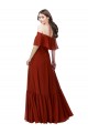Long Short Flutter Sleeves Soft Chiffon Red A-Line Bridesmaid Dress Colchester