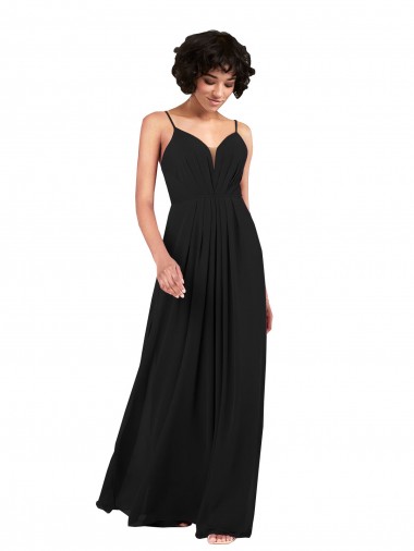 Long Sleeveless Soft Chiffon Black Column Formal Evening Gown / Bridesmaid Dress Colchester