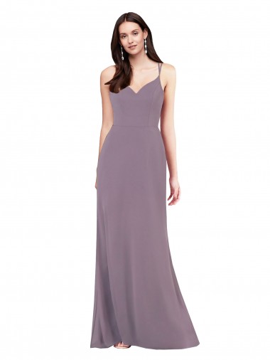 Long Sleeveless Soft Chiffon Dark Lavender Column Formal Evening Gown / Bridesmaid Dress Colchester