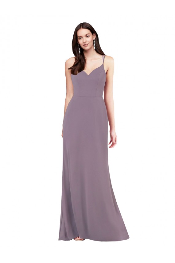 Long Sleeveless Soft Chiffon Dark Lavender Column Formal Evening Gown / Bridesmaid Dress Colchester