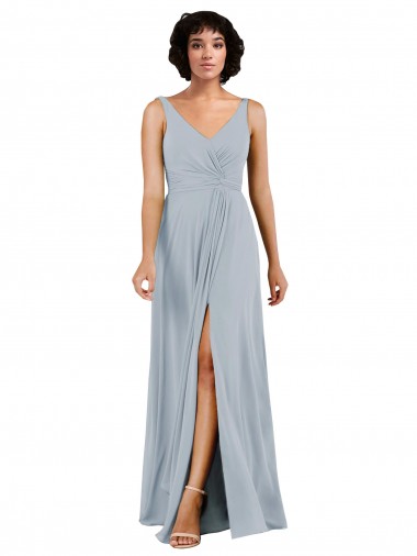 Long Sleeveless Soft Chiffon Sea Glass Column Bridesmaid Dress Colchester