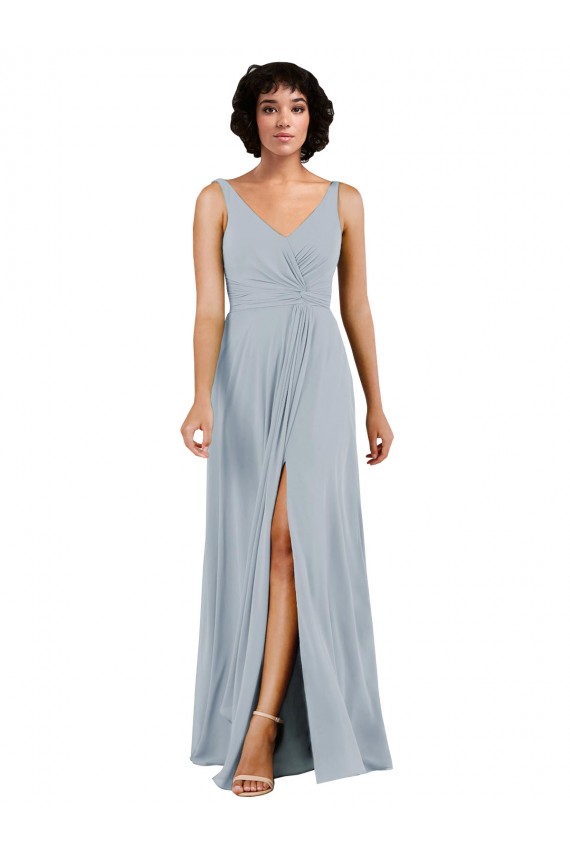 Long Sleeveless Soft Chiffon Sea Glass Column Bridesmaid Dress Colchester