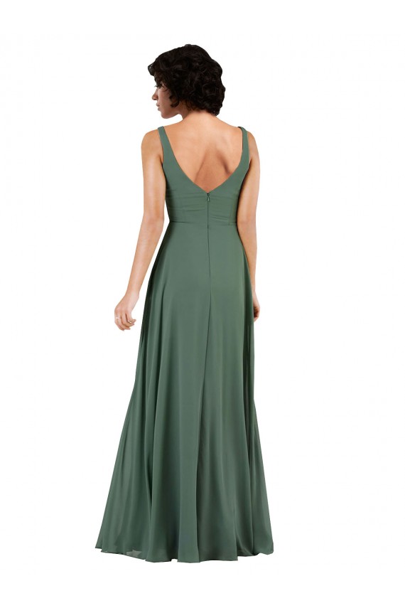Long Sleeveless Soft Chiffon Sea Glass Column Bridesmaid Dress Colchester