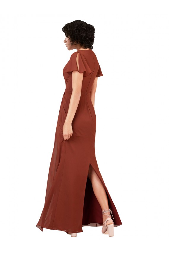 Long Cap Sleeves Soft Chiffon Sea Glass A-Line Bridesmaid Dress / Formal Dress Colchester
