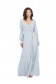 Long Long Sleeves Soft Chiffon Sea Glass A-Line Formal Dress / Bridesmaid Dress Colchester