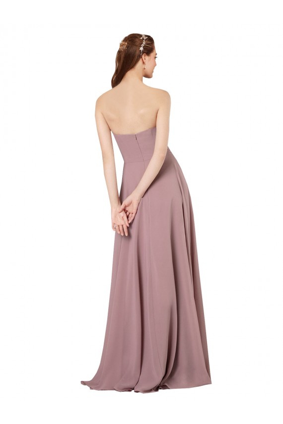 Long Sleeveless Soft Chiffon Grape Strapless A-Line Formal Dress / Bridesmaid Dress Colchester