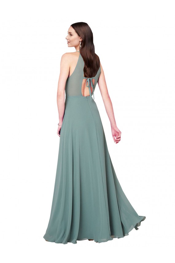 Long Sleeveless Chiffon Dark Lavender A-Line Bridesmaid Dress / Evening Dress Colchester