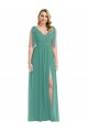 Long Sleeveless Soft Chiffon Icelandic Silver A-Line Semi Formal Evening Dress / Bridesmaid Dress Colchester