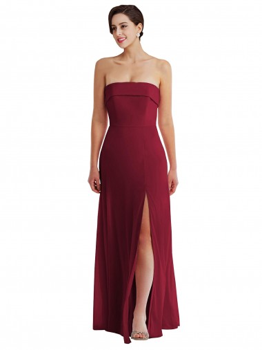 Long Sleeveless Soft Chiffon Burgundy A-Line Formal Evening Gown / Bridesmaid Dress Colchester