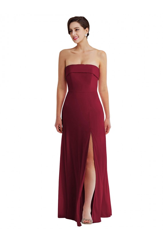 Long Sleeveless Soft Chiffon Burgundy A-Line Formal Evening Gown / Bridesmaid Dress Colchester