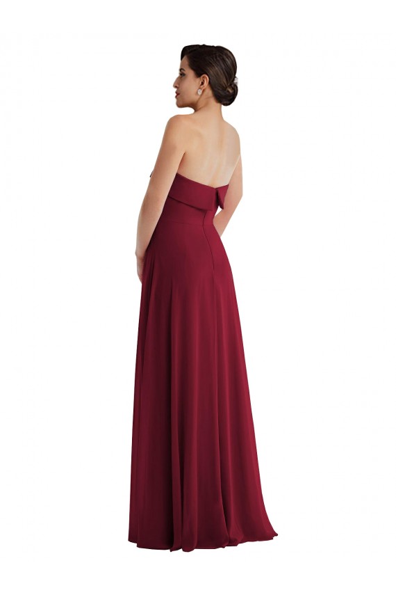 Long Sleeveless Soft Chiffon Burgundy A-Line Formal Evening Gown / Bridesmaid Dress Colchester