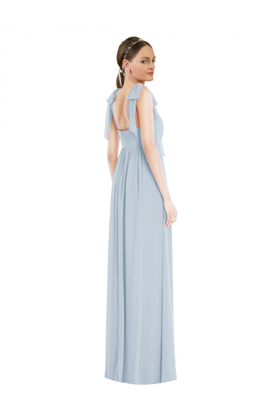 Long Sleeveless Soft Chiffon Sea Glass A-Line Semi Formal Evening Dress / Bridesmaid Dress Colchester