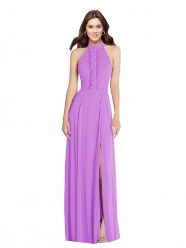 Long Sleeveless Soft Chiffon Violet A-Line Formal Evening Gown / Bridesmaid Dress Colchester