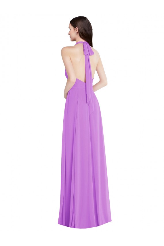 Long Sleeveless Soft Chiffon Violet A-Line Formal Evening Gown / Bridesmaid Dress Colchester