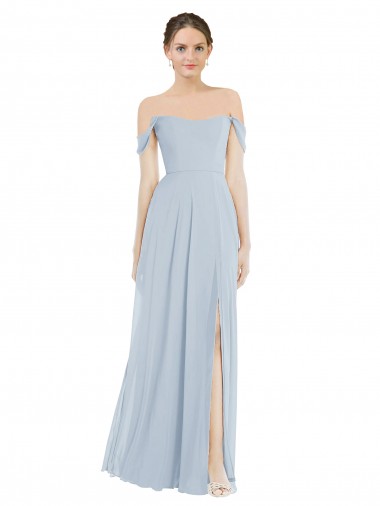 Long Flounce Sleeves Soft Chiffon Sea Glass A-Line Semi Formal Evening Dress / Bridesmaid Dress Colchester