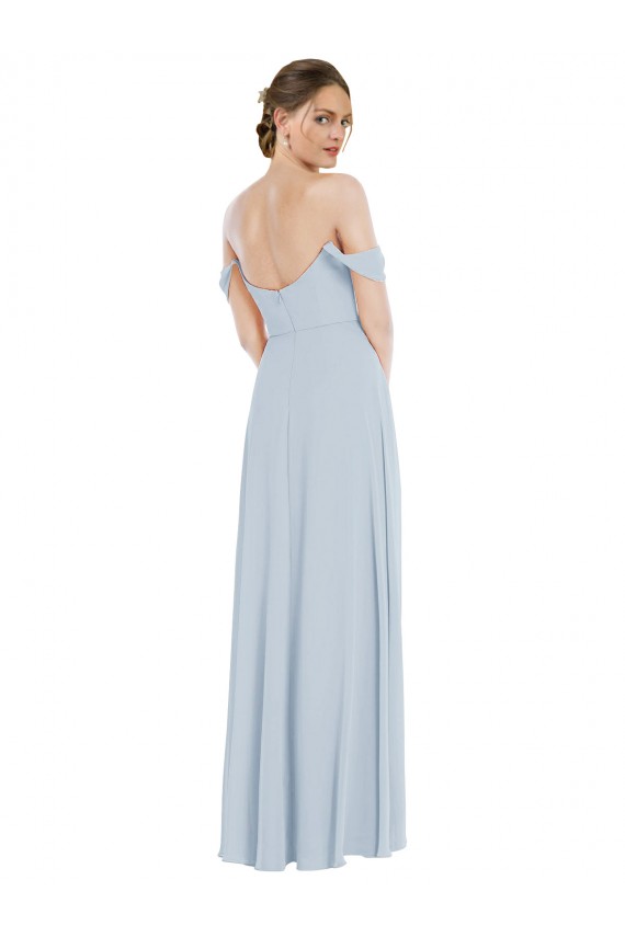 Long Flounce Sleeves Soft Chiffon Sea Glass A-Line Semi Formal Evening Dress / Bridesmaid Dress Colchester