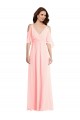 Long Cold Shoulder Soft Chiffon Pink A-Line Semi Formal Evening Dress / Bridesmaid Dress Colchester