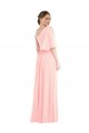 Long Bell Sleeves Soft Chiffon Pink A-Line Semi Formal Evening Dress / Bridesmaid Dress Colchester