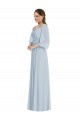 Long Puff Sleeves Soft Chiffon Sea Glass A-Line Formal Evening Gown / Bridesmaid Dress Colchester