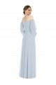 Long Puff Sleeves Soft Chiffon Sea Glass A-Line Formal Evening Gown / Bridesmaid Dress Colchester