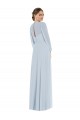 Long Puff Sleeves Soft Chiffon Sea Glass Strapless A-Line Formal Evening Gown / Bridesmaid Dress Colchester