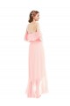Long Sleeveless Soft Chiffon Pink A-Line High Low Bridesmaid Dress Colchester