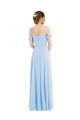Long Sleeveless Soft Chiffon Light Sky Blue Off the Shoulder A-Line Formal Evening Gown / Bridesmaid Dress Colchester