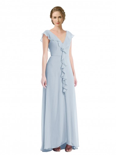 Long Sleeveless Soft Chiffon Sea Glass A-Line Black Tie Evening Gown / Bridesmaid Dress Colchester