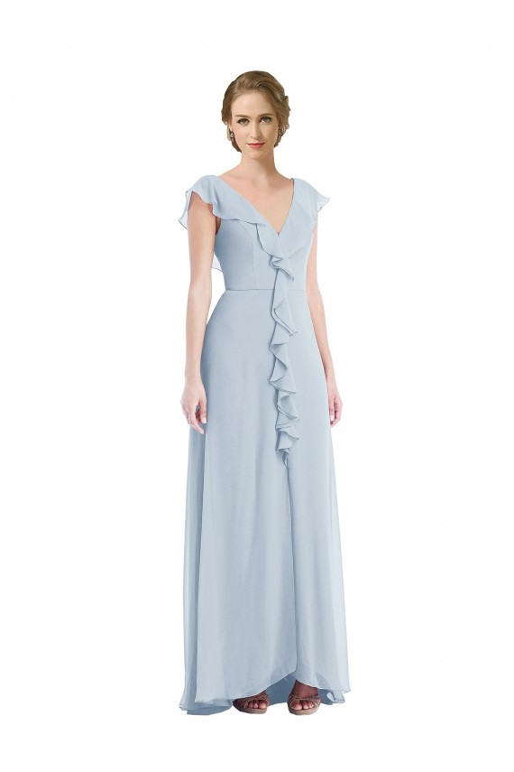 Long Sleeveless Soft Chiffon Sea Glass A-Line Black Tie Evening Gown / Bridesmaid Dress Colchester