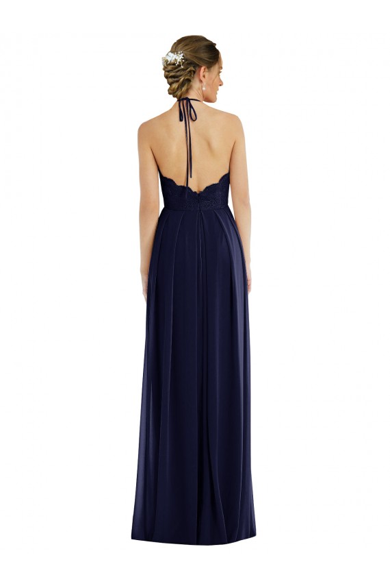 Long Sleeveless Soft Chiffon Dark Navy A-Line Semi Formal Evening Dress / Bridesmaid Dress Colchester