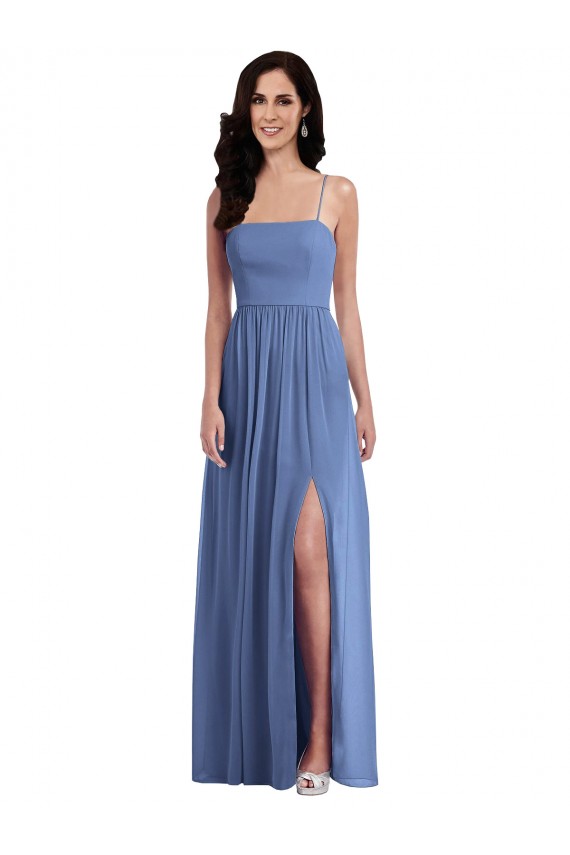 Long Sleeveless Soft Chiffon Windsor Blue A-Line Semi Formal Evening Dress / Bridesmaid Dress Colchester
