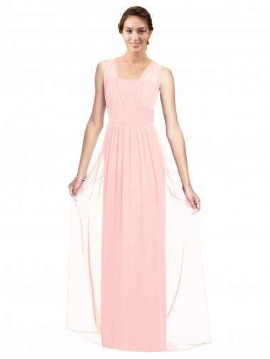 Long Sleeveless Luxe Chiffon Pink A-Line Bridesmaid Dress Colchester