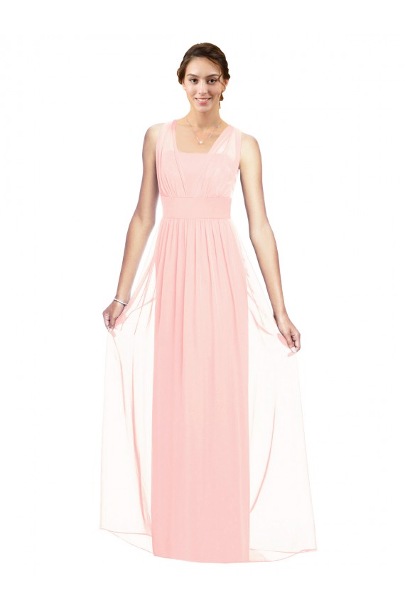 Long Sleeveless Luxe Chiffon Pink A-Line Bridesmaid Dress Colchester