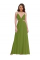 Long Sleeveless Soft Chiffon Olive Green A-Line Plus Size Evening Gown / Bridesmaid Dress Colchester