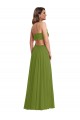 Long Sleeveless Soft Chiffon Olive Green A-Line Plus Size Evening Gown / Bridesmaid Dress Colchester