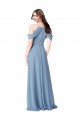 Long Sleeveless Soft Chiffon Dusty Blue Off the Shoulder A-Line Evening Dress / Bridesmaid Dress Colchester