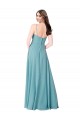 Long Sleeveless Soft Chiffon Turquoise A-Line Bridesmaid Dress Colchester