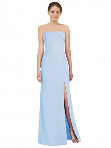 Long Sleeveless Soft Chiffon Light Sky Blue Trumpet Black Tie Evening Gown / Bridesmaid Dress Colchester