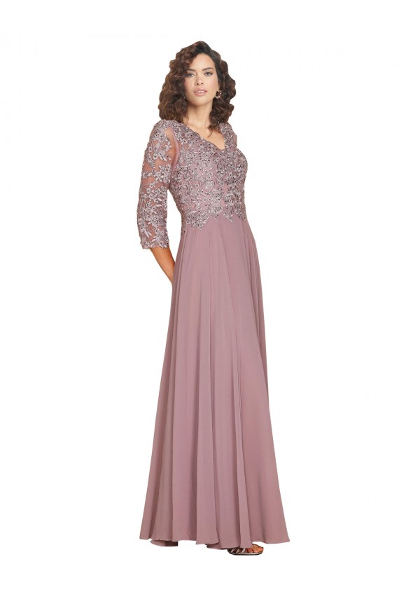 Long Long Sleeves Soft Chiffon A-Line Prom Dress / Bridesmaid Dress Colchester